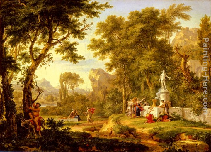A classical landscape with the Worship of Bacchus painting - Jan Van Huysum A classical landscape with the Worship of Bacchus art painting